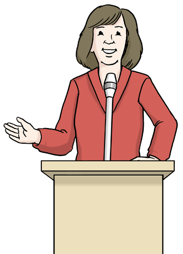 Eine Frau spricht an einem Rednerpult