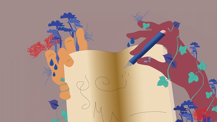 Handgezeichnetes Bild mit Naturelementen