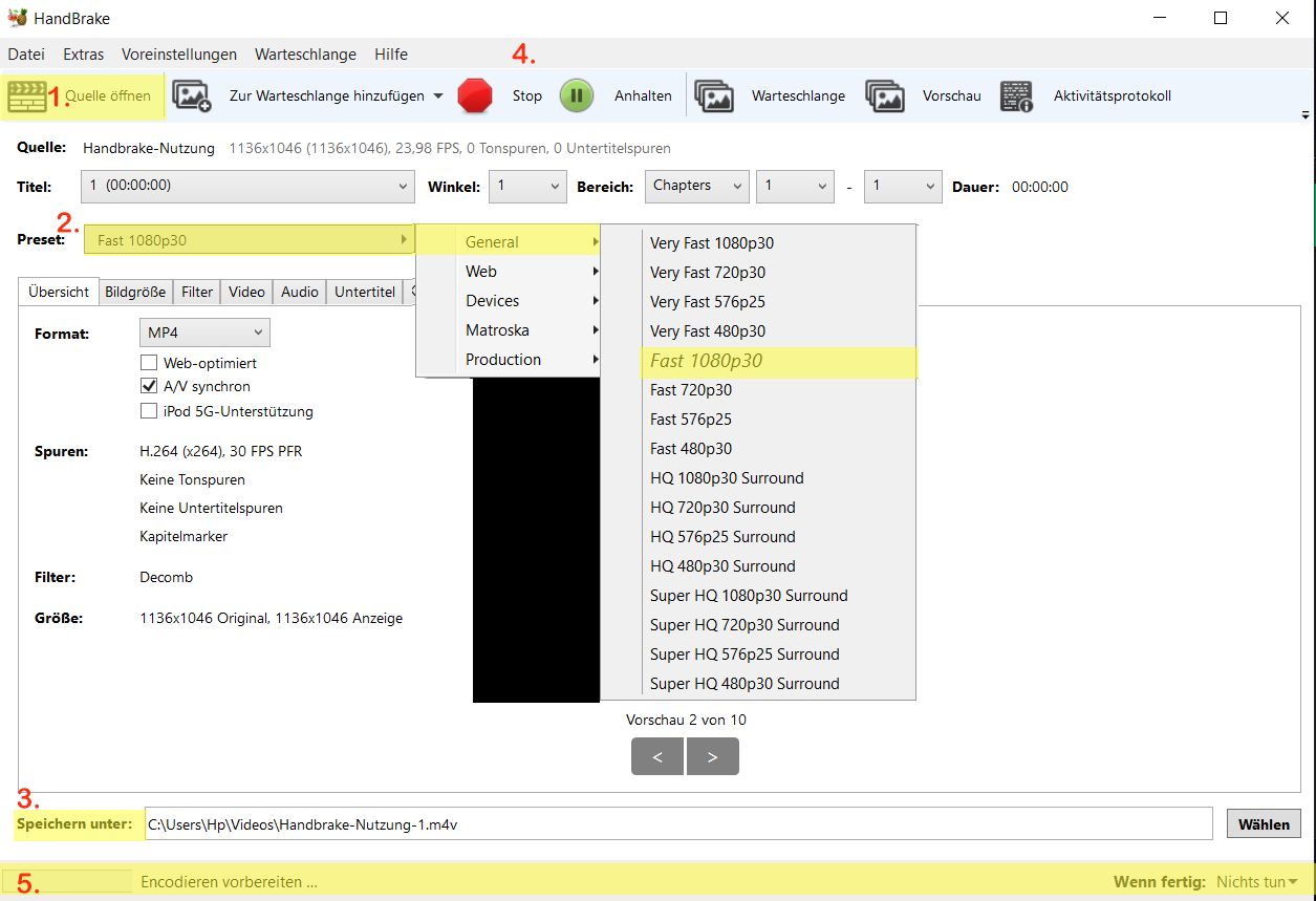 Screenshot of HandBrake
